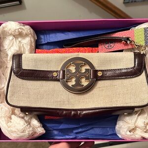 Tory Burch Tan and Brown Wristlet